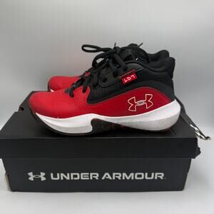 Under Armour UA Lockdown 7 Sneakers Kids US 3.5Y RED/BLK Lace Up 3028513-600
